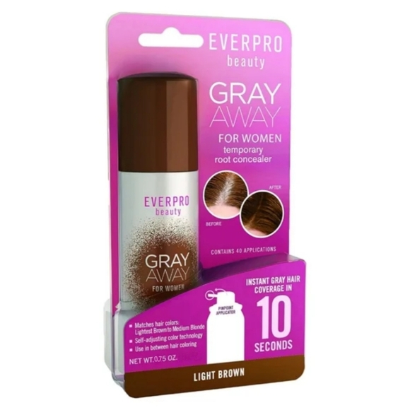 NEW Everpro Gray Away Temporary Root Touch Up Concealer Light Brown Brunette - Picture 1 of 7